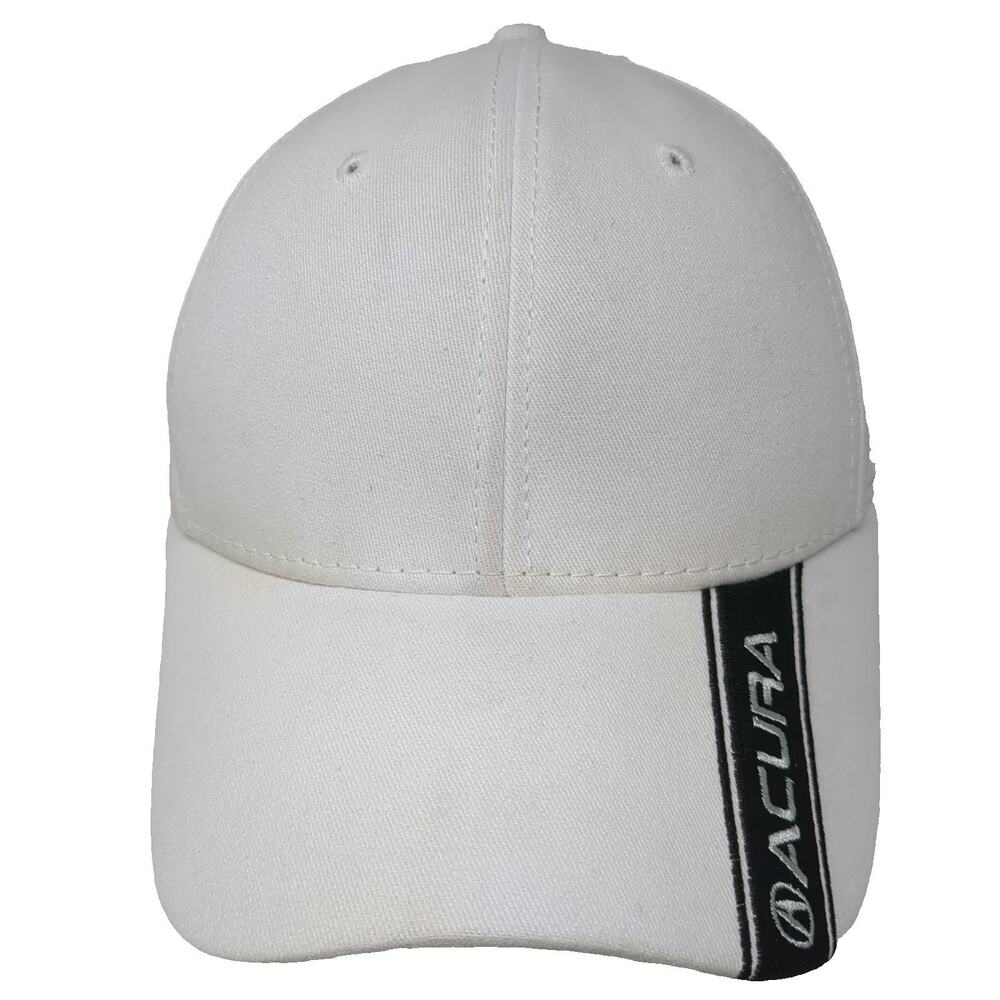 Acura Baseball Cap White One Size Cotton Logo Brim Slideback Hat Adjustable